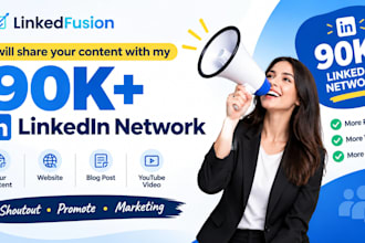 share your content with my 90k linkedin network, shoutout, promote, marketing