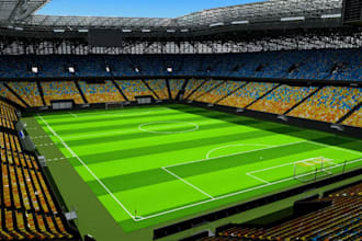 design 3d stadium architecture details, gaming arena,stadium interior,vector art