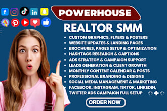 realtor social media marketing manager facebook ads flyer logo real estate leads