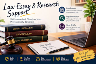 do law projects, legal research, and case briefs