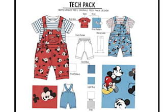 create tech pack for babywear and kidswear with construction details and specs