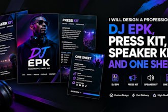 design a professional dj epk, press kit, speaker kit, and one sheet