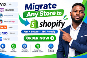 migrate wix woocommerce wordpress prestashop duda ionos ecwid to shopify store