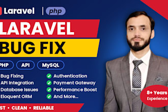 fix laravel PHP bugs, apis, database and backend issues
