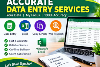 do accurate data entry, copy paste and web research