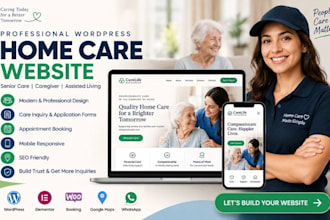 design wordpress home care website senior care website caregiver website