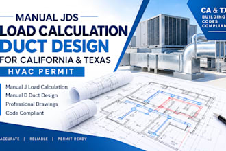 do manual jds load calculation duct design for california texas permit drawings