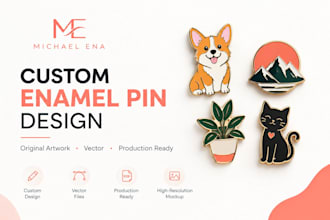 design a custom enamel pin and lapel pin from your sketch to printable artwork