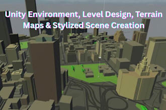 create stunning unity environment, level design, terrain map, 3d stylized scene