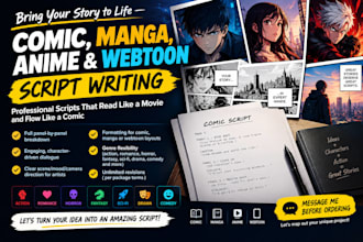 write a professional comic book script, manga, or webtoon