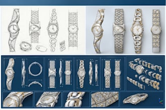 design luxury handbag hardware, clasps, buckles key holders, cuban chain 3d cad