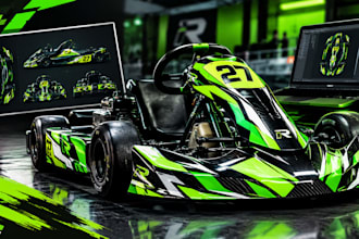 design kart wrap, custom kart livery, livery design, sim racing livery