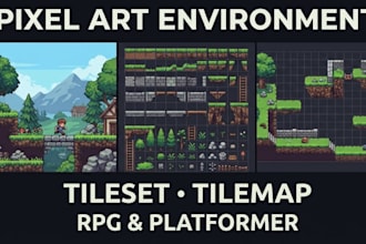 create pixel art environment tileset tilemap for 2d rpg and platformer games