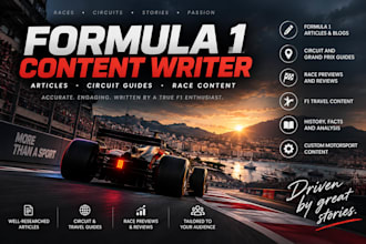 write professional formula 1 and motorsport content