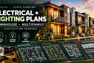 create texas north carolina townhouse multifamily electrical lighting rcp plans