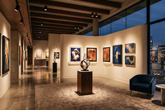 design 3d art gallery, 3d museum showroom, exhibition space, 3d cultural center