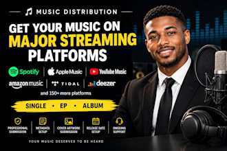 distribute your music to spotify apple music, youtube music and 150 platforms