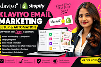 setup klaviyo email marketing, shopify klaviyo flows and email automation
