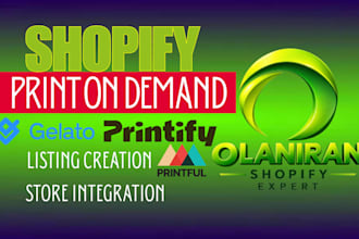 setup shopify print on demand, printify, gelato, printful integration, shopify
