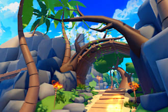 build custom stylized cartoon roblox map low poly game environment using studio