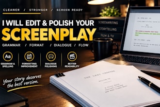 polish your scripts and screenplays, improve dialogues, grammar, formatting, etc