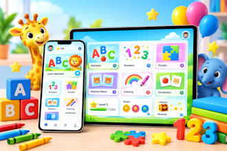 build children activities app, kids games app, early learning app, kids fun app