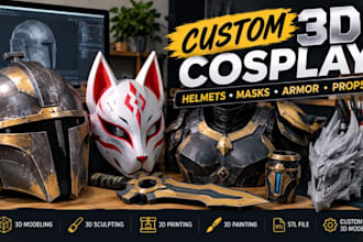 design 3d helmet print and paint 3d cosplay armor, anime mask, 3d cosplay props