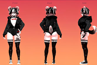create a 3d vrchat avatar, vrc avatar, furry avatar, or vrc commission