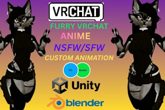 create vrc avatar vrchat commission furry avatar fursona 3d model pc and quest