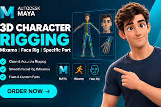rig 3d character for mixamo, mixamo face rig or specific part