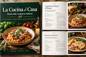 design a premium italian recipe cookbook KDP print and ebook recipe cover design