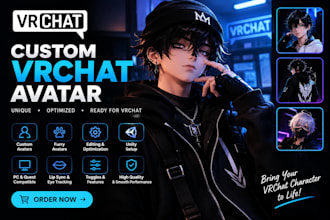 create custom vrchat avatar, furry avatar and vrc commission