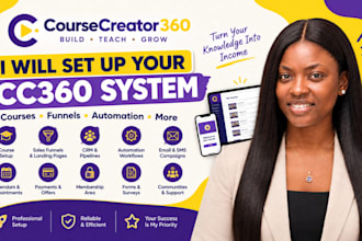 set up course creator 360 cc360 courses landing page sales funnels automation