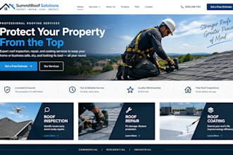 design squarespace roofing company website roof repair inspection coating site