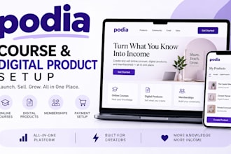 setup podia course digital products memberships and online store for creators