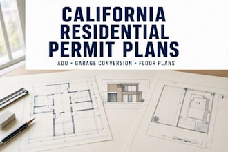 design california residential floor plans, adu, garage conversion permit plans