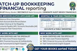 catch up bookkeeping, bank reconciliation, and financial reporting