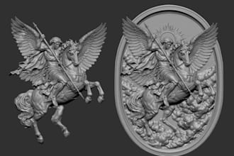 realistic 3d,bas relief,digital sculpt,historical figures,watertight,pics to 3dp