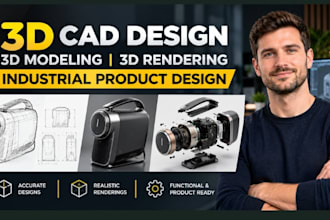 do 3d cad modeling, 3d cad design, 3d rendering and industrial product design