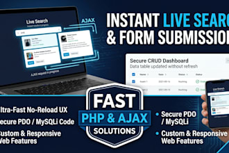 create dynamic PHP ajax dynamic forms, live search, and web features