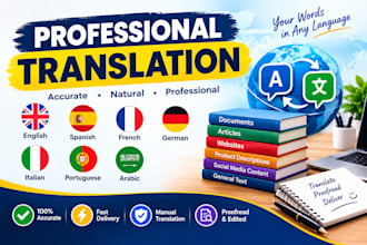 translate english to spanish, french and german natively