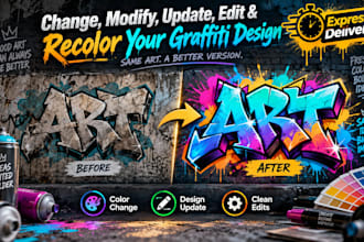 change, modify, update, edit, and recolor your graffiti design