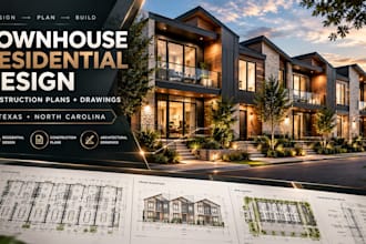 create texas north carolina townhouse residential design construction plans