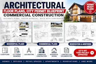 architectural floor plans, city permit blueprint commercial construction
