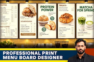design profesional print menu board for restaurants stores