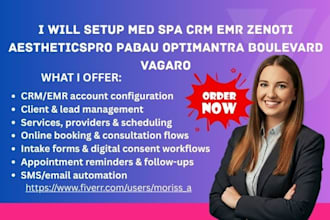setup med spa crm emr zenoti aestheticspro pabau optimantra boulevard vagaro
