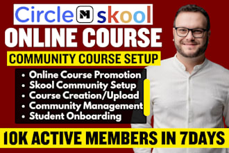skool online community promotion, skool community setup, skool course creation