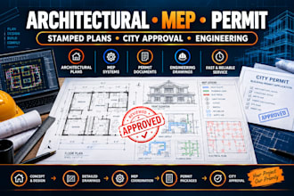 draw stamped architectural plan mep city permit delaware florida georgia hawaii