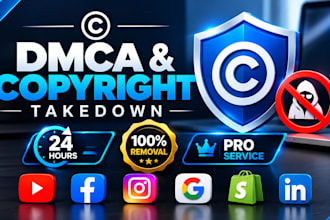 remove copyright videos,products from youtube,shopify,fb,ig,google,linkedin dmca