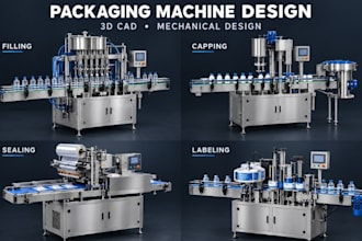 design filling capping sealing labeling wrapping packaging machines 3d cad